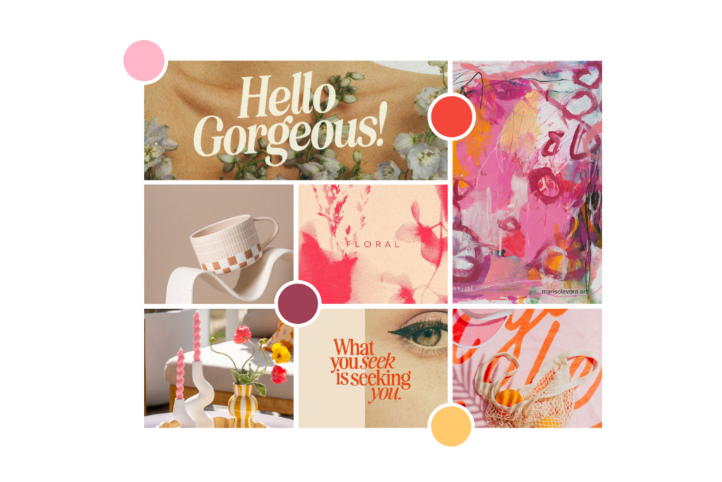 Mood Board Design For Colour Palette Bold Red and Pink